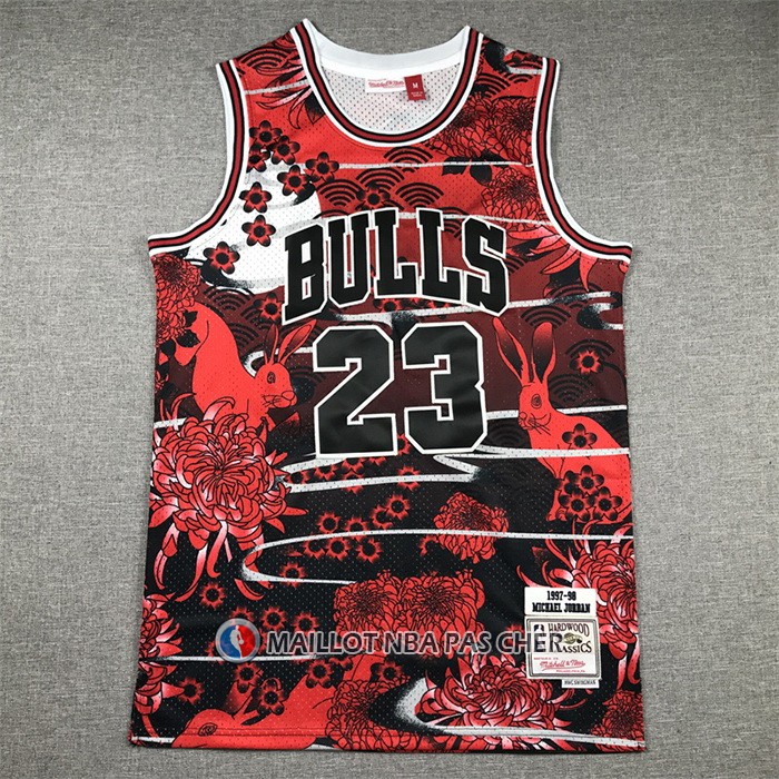 Maillot Chicago Bulls Michael Jordan NO 23 Mitchell & Ness Lunar New Year Rouge